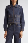 Cinq À Sept Lydie Crop Denim Jacket In Blue