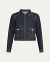 Cinq À Sept Lydie Contrast-stitch Denim Jacket In Multi