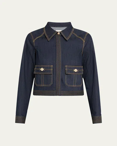 Cinq À Sept Lydie Denim Jacket In Purple
