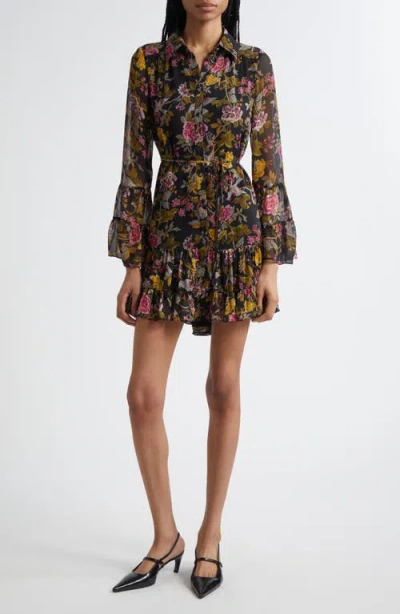 Cinq À Sept Lyra Hannah Floral Long Sleeve Minidress In Multi