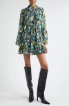 Cinq À Sept Cinq A Sept Tossed Floral Lyra Dress In Obsidian Multi