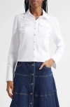 Cinq À Sept Lyric Button-up Knit Shirt In White