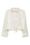 Cinq À Sept Mabyn Drawstring Waist Silk Button-up Shirt In Ivory
