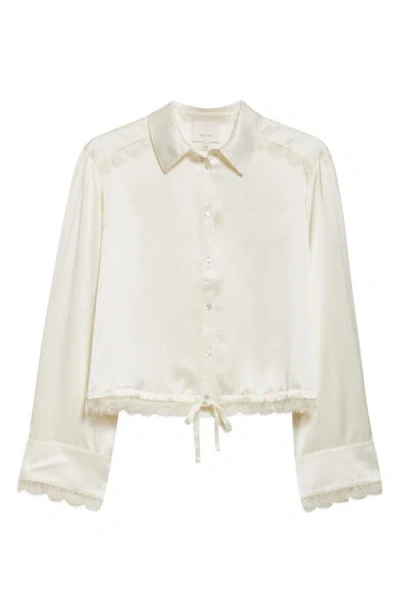 Cinq À Sept Mabyn Drawstring Waist Silk Button-up Shirt In Ivory