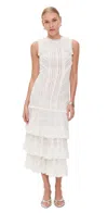 Cinq À Sept Maceio Stretch Lace Tiered Maxi Dress In White