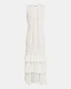 Cinq À Sept Maceio Stretch Lace Tiered Maxi Dress In White