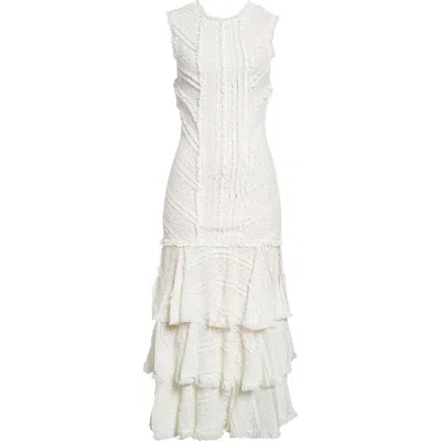 Cinq À Sept Maceio Stretch Lace Tiered Maxi Dress In White