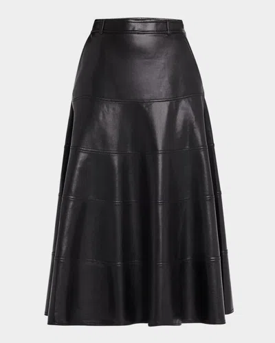 Cinq À Sept Macey Vegan Leather Midi Skirt In Black