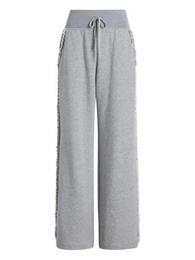 Cinq À Sept Maddie Ruffle Rhinestone Track Pants In Gray