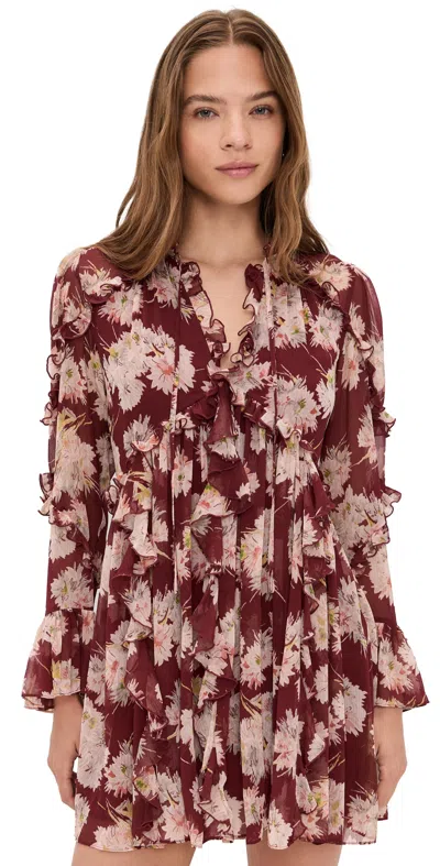 CINQ À SEPT MAE BOUQUET ALBANI DRESS WINEBERRY MULTI