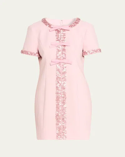 Cinq À Sept Maelle Embellished Short-sleeve Mini Dress In Pink