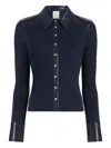 Cinq À Sept Magali Collared Buttoned Top In Blue