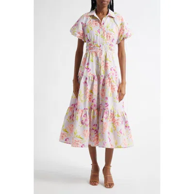 Cinq À Sept Midnight Tulips Maggio Dress In Pale Lavender Multi