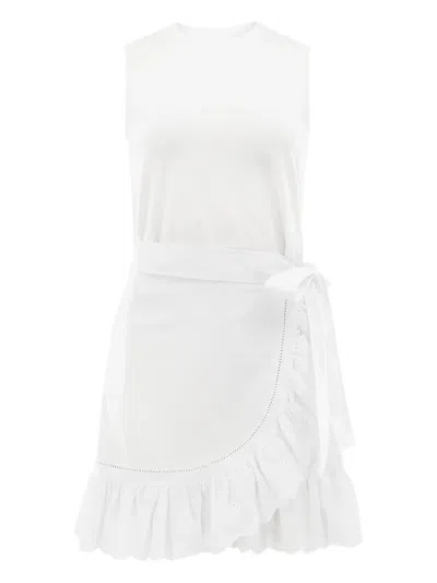 Cinq À Sept Mahlia Eyelet-detail Wrap Dress In White