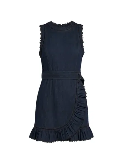 Cinq À Sept Guipure Lace Trim Mahlia Apron Dress In Blue