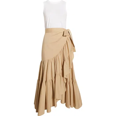 Cinq À Sept Zayla Ruffled Tie-waist Midi Dress In Neutral