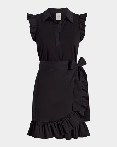 Cinq À Sept Mahlia Ruffled Combo Mini Dress In Black
