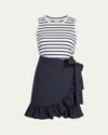 Cinq À Sept Mahlia Stripe Ruffle Minidress