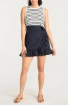 Cinq À Sept Mahlia Stripe Ruffle Minidress In Blue
