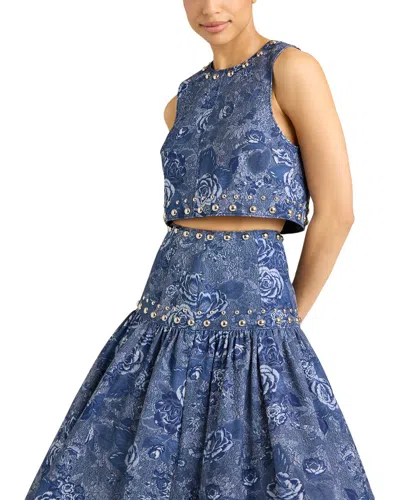 Cinq À Sept Cinq A Sept Maia Studded Cropped Top In Indigo Multi