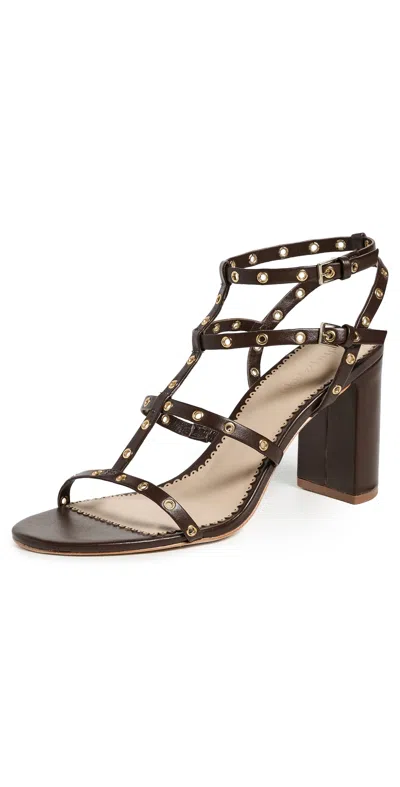 Cinq À Sept Maisie Strappy Grommet Block Heel Sandals In Brown