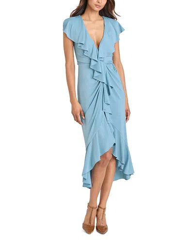 Cinq À Sept Malak Ruffled Asymmetric Dress In Blue