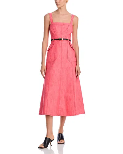 Cinq À Sept Cinq A Sept Malani Square Neck Belted Midi Dress In Cherry Lemon