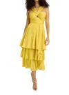 Cinq À Sept Malia Silk Midi Dress In Yellow