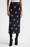 Cinq À Sept Malti Polka-dot Pencil Skirt In Black/ Silver