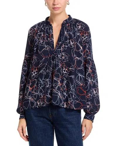 Cinq À Sept Cinq A Sept Malva Linework Floral Nanette Top In Blue
