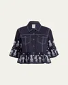 Cinq À Sept Cinq A Sept Mazie Eyelet Mandie Denim Jacket In Blue