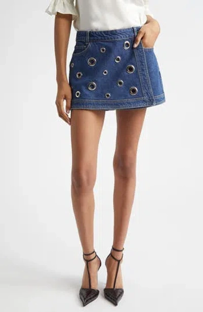 Cinq À Sept Marcia Rivet Detail Denim Skort In Blue
