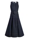 Cinq À Sept Margaret Sleeveless Denim Midi Dress In Blue