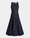 Cinq À Sept Margaret Sleeveless Denim Midi Dress In Blue