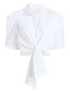 Cinq À Sept Marianna Embroidered Tie-front Top In White