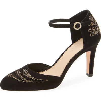 Cinq À Sept Mariana Embroidered Suede Pump In Black