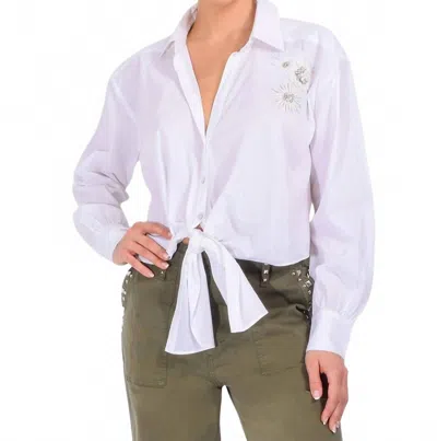Cinq À Sept Marianna Crunchy Flower Blouse In White