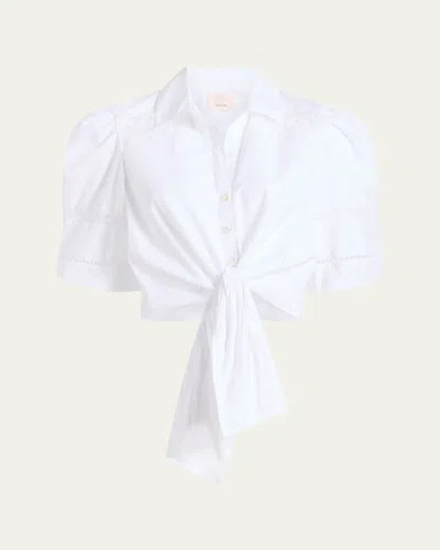 Cinq À Sept Marianna Embroidered Tie-front Top In White