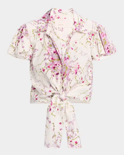 Cinq À Sept Marianna Tie-front Midsummer Bloom Blouse