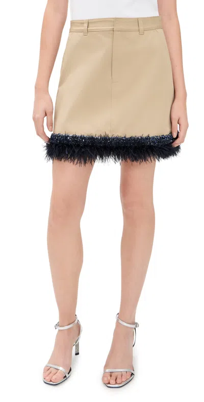 Cinq À Sept Marie Feather-trim Mini Skirt In Nude