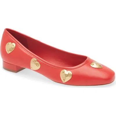Cinq À Sept Marin Block Heel Ballet Pump In Cardinal/gold