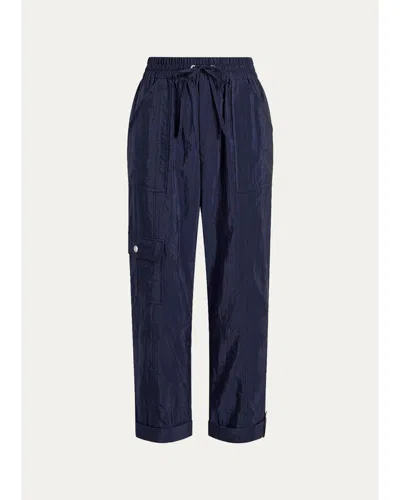 Cinq À Sept Marlease Crop Drawstring Pants In Blue