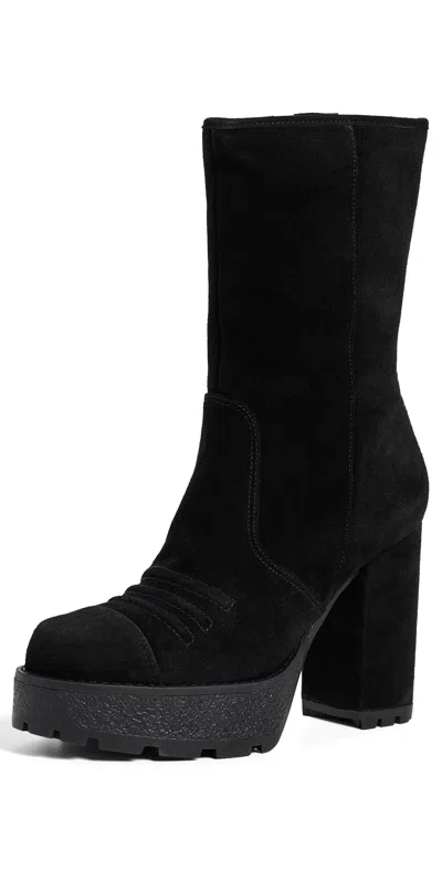Cinq À Sept Marley Suede Lug Sole Platform Boots Black