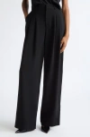 Cinq À Sept Marne Pleated Wide Leg Crepe Pants In Black