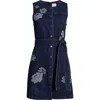 Cinq À Sept Cinq A Sept Marsha Floral Applique Mini Denim Dress In Blue