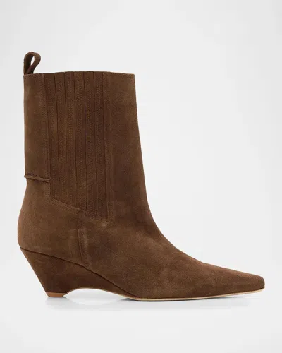 Cinq À Sept Marta 60mm Curved Wedge Boots In Brown