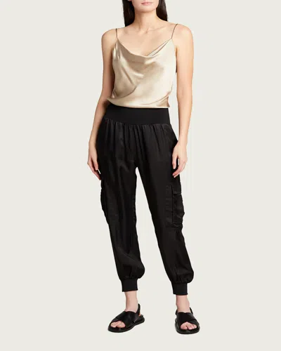 Cinq À Sept Marta Cowl-neck Silk Camisole In Pewter