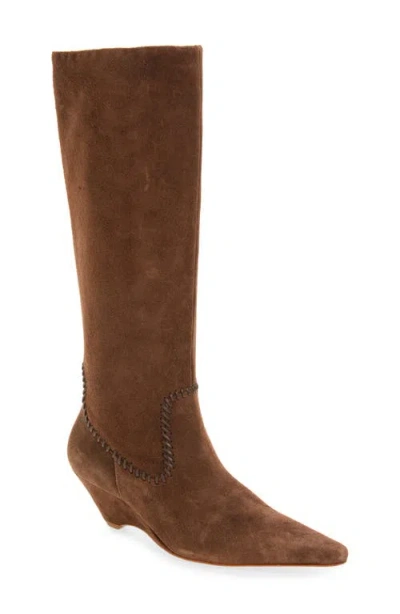Cinq À Sept Marta Curved Wedge Boot In Chocolate