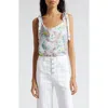 Cinq À Sept Marta Floral Tie Strap Satin Camisole In Pastel Multi