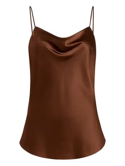 Cinq À Sept Marta Silk Top In Brown